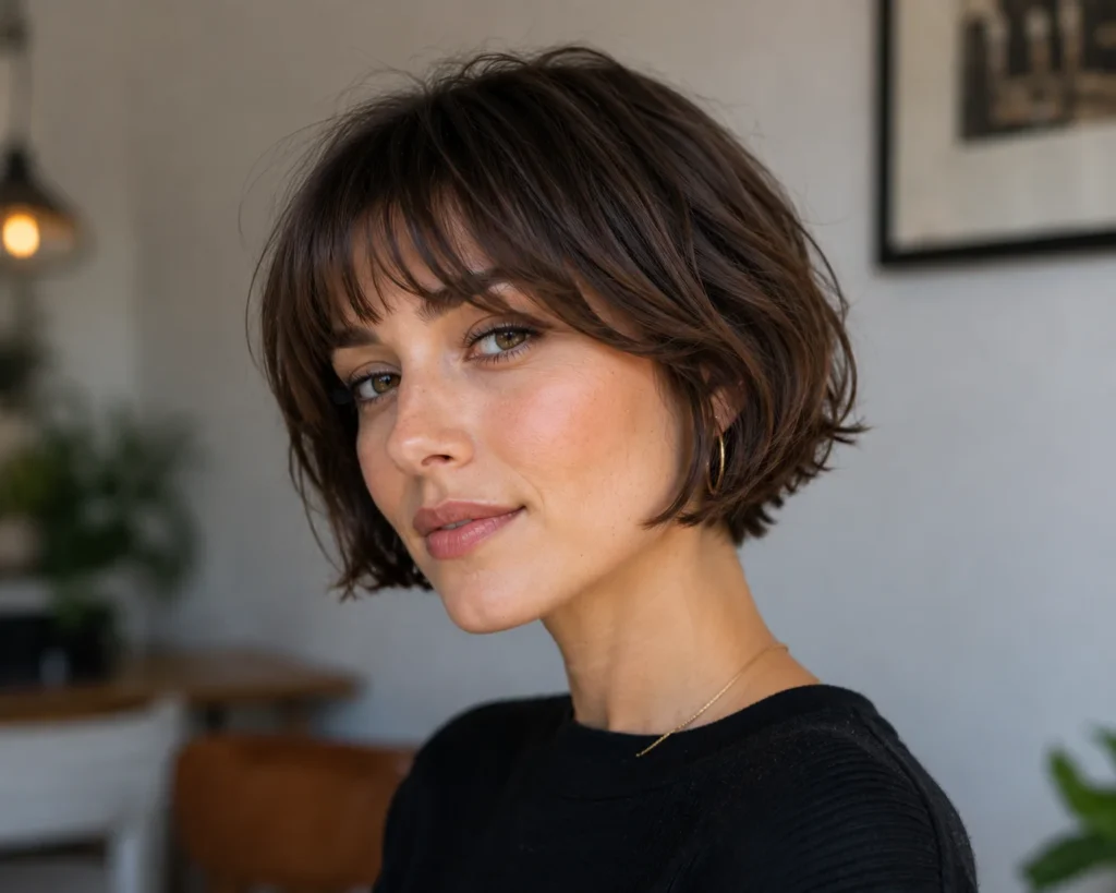17 Cool Short Haircuts for Women That Are Heatwave Approved This Summer 2 French bob haircut with soft blunt ends, a cool short haircut for women in summer
