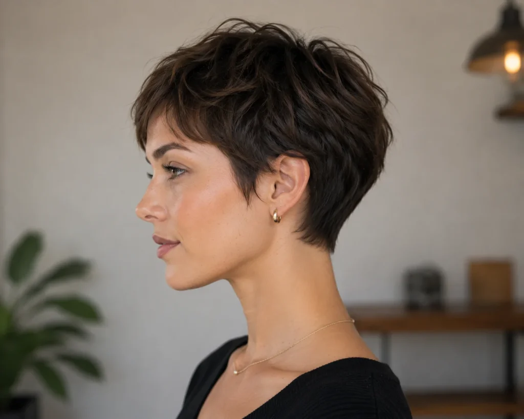 Classic pixie cut exposing the neck a heatwave approved short haircut for women