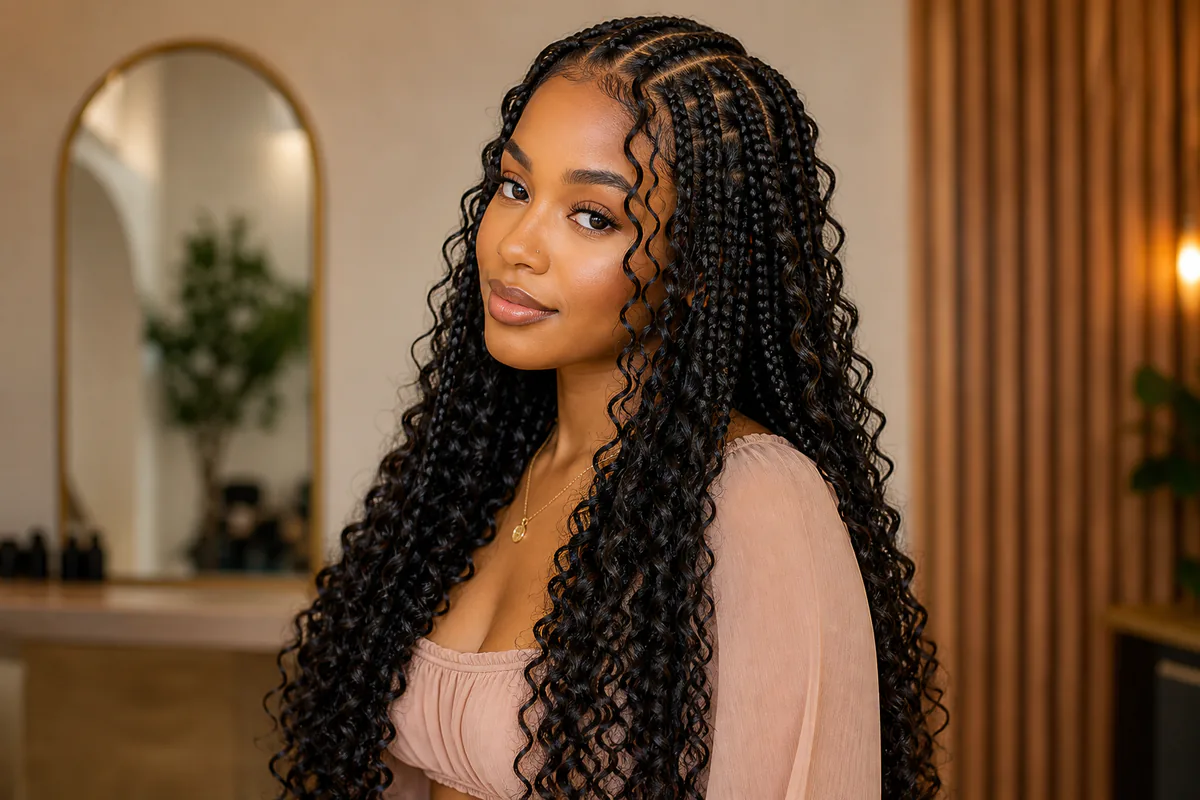 boho box braids with curls
