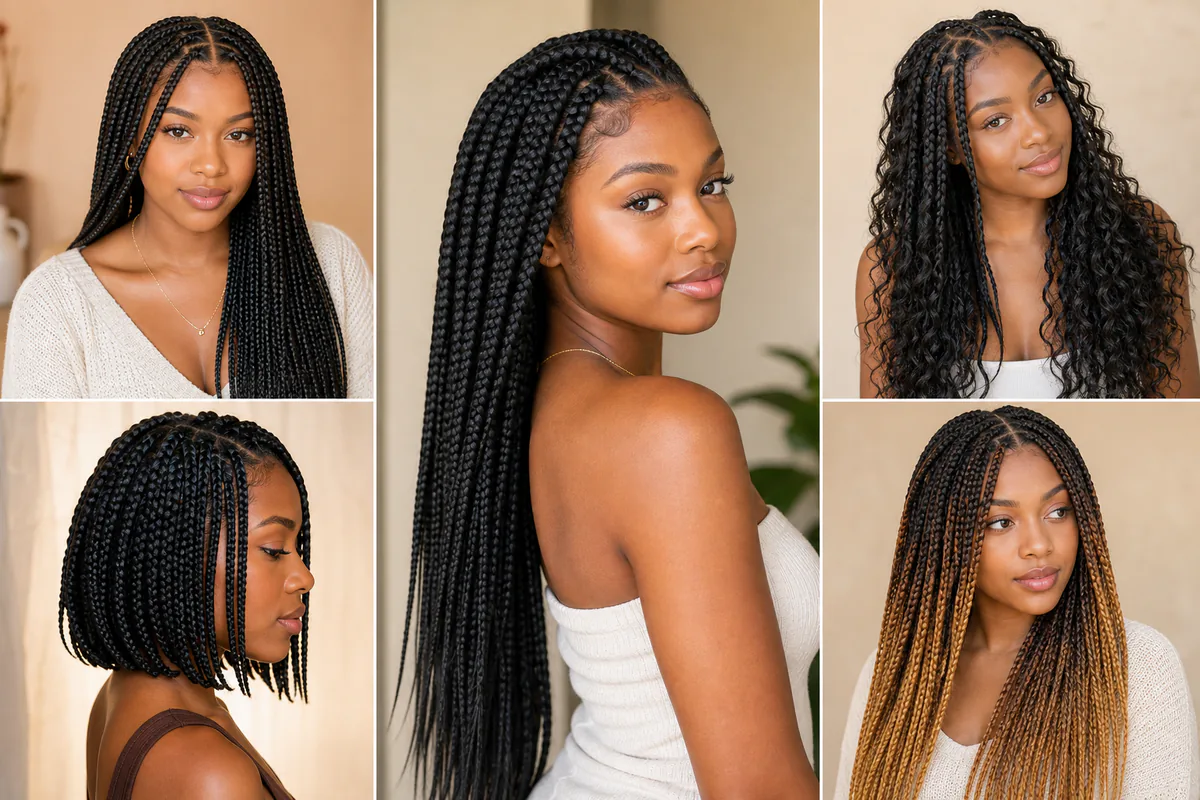 different box braids hairstyles for women