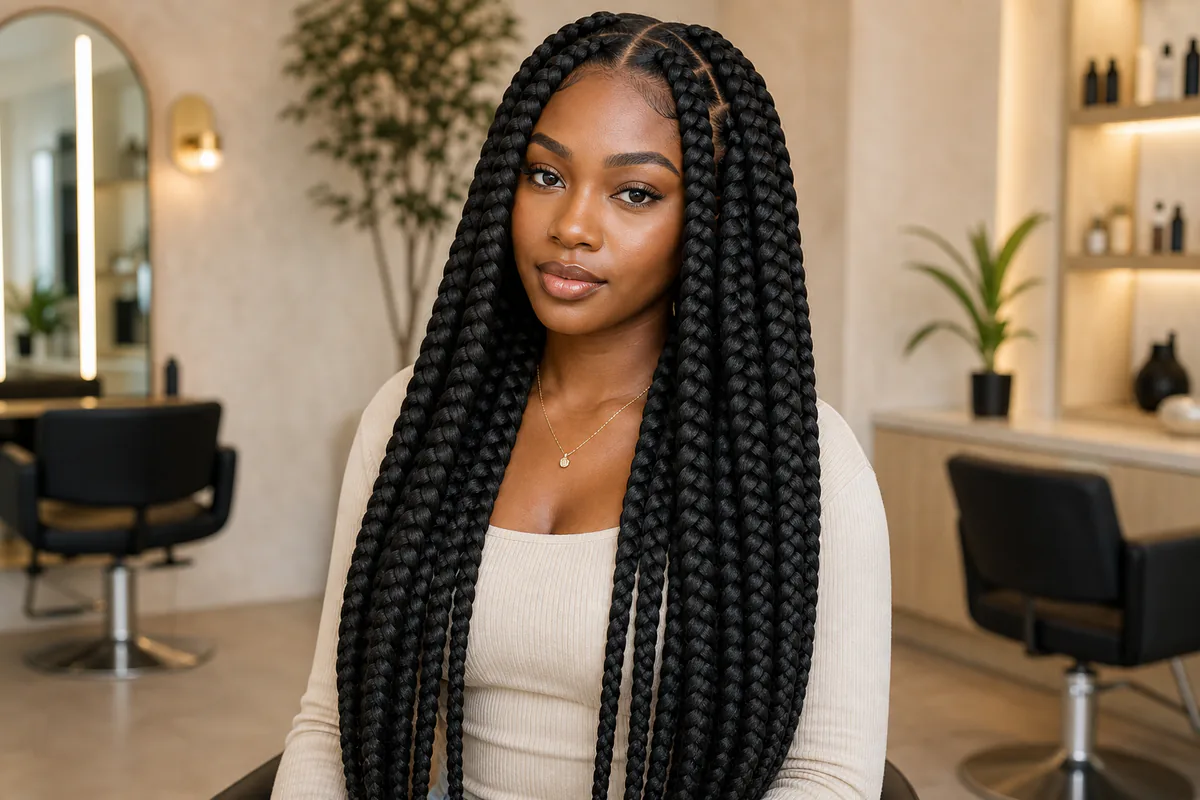 waist length jumbo box braids