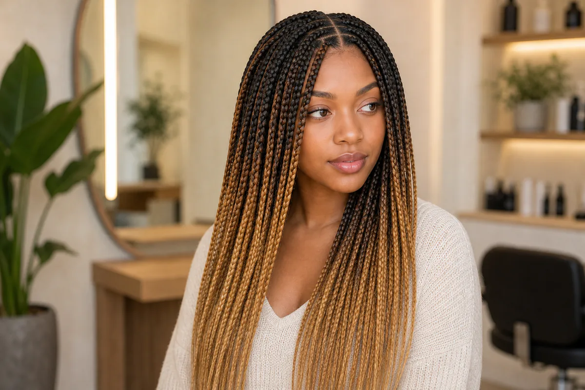 honey blonde ombre box braids hairstyle
