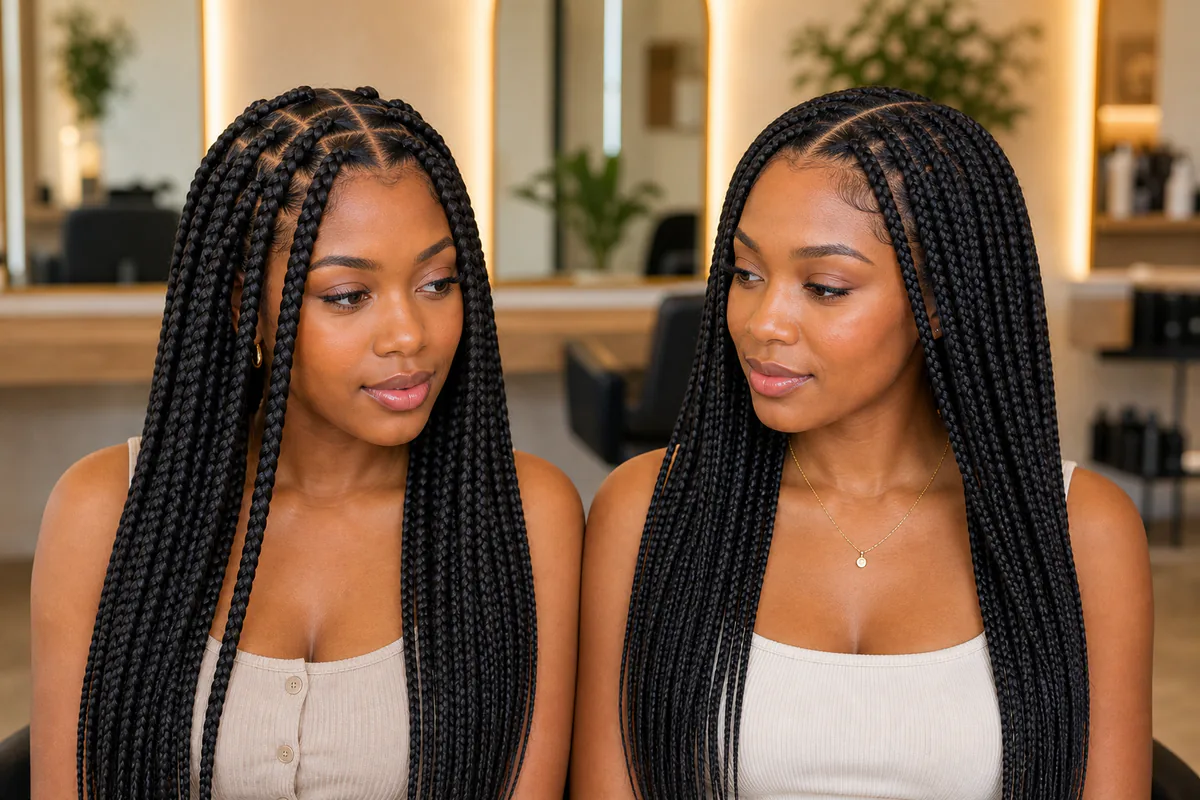 box braids vs knotless braids comparison
