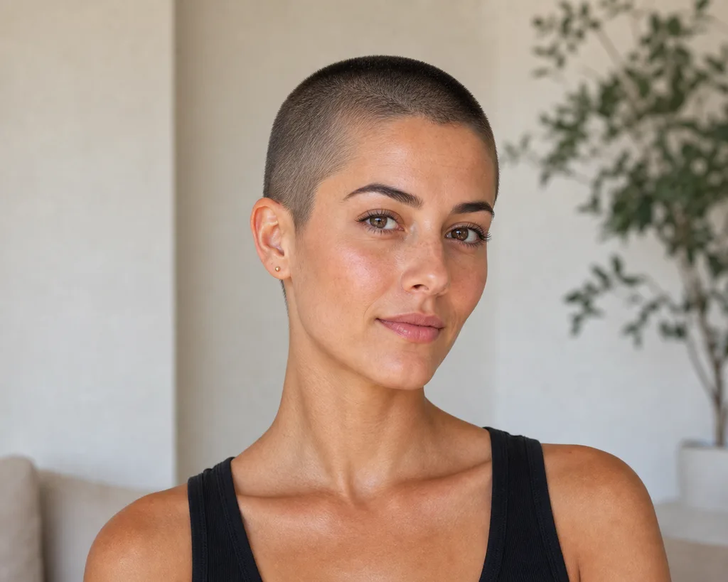 17 Cool Short Haircuts for Women That Are Heatwave Approved This Summer 17 Buzz cut haircut on a woman, a bold ultra short haircut for summer heat