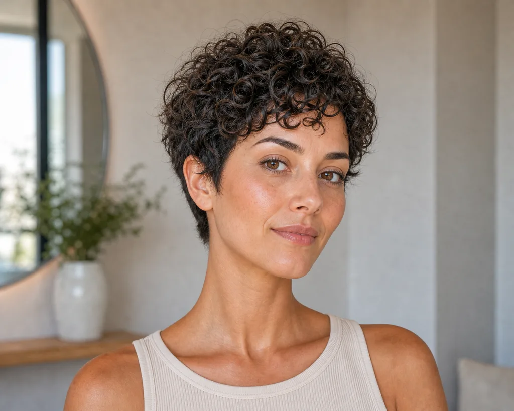 17 Cool Short Haircuts for Women That Are Heatwave Approved This Summer 16 Curly crop haircut with defined short curls, a summer friendly short haircut for women