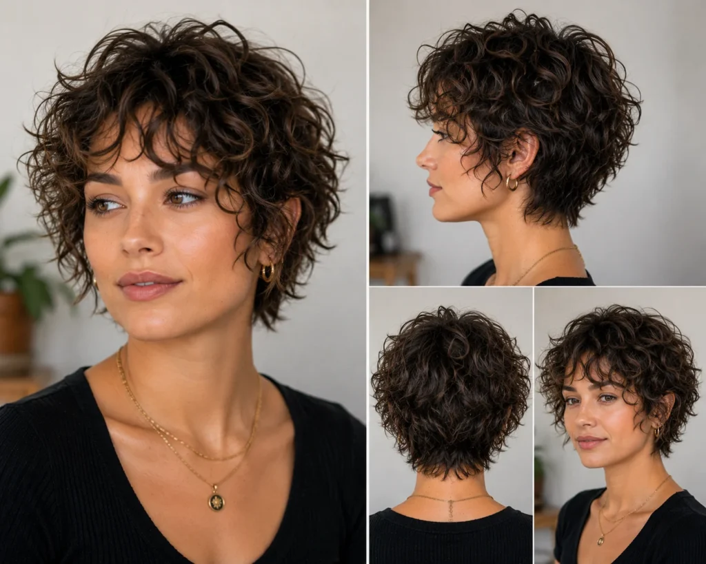 12 Short Shaggy Haircuts for Women That Are Trending Right Now 9 curly short shag haircut for women with defined coils and reduced bulk