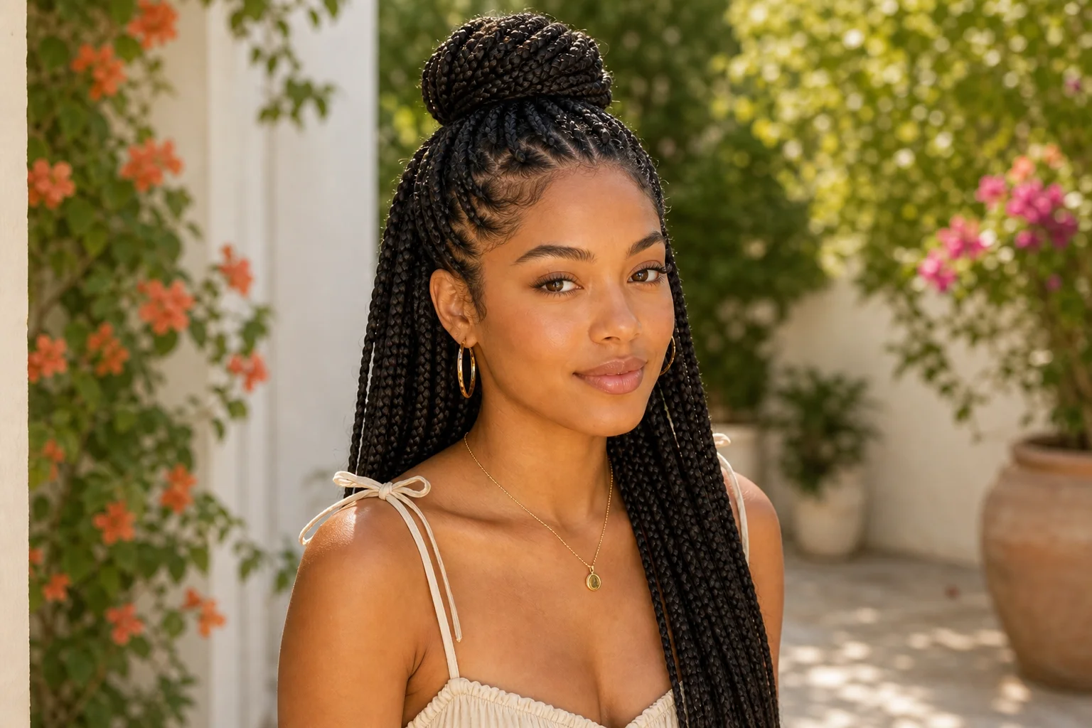 Easy Summer Hairstyles for Naturally Curly Hair 12 box braids protective style for naturally curly hair in summer