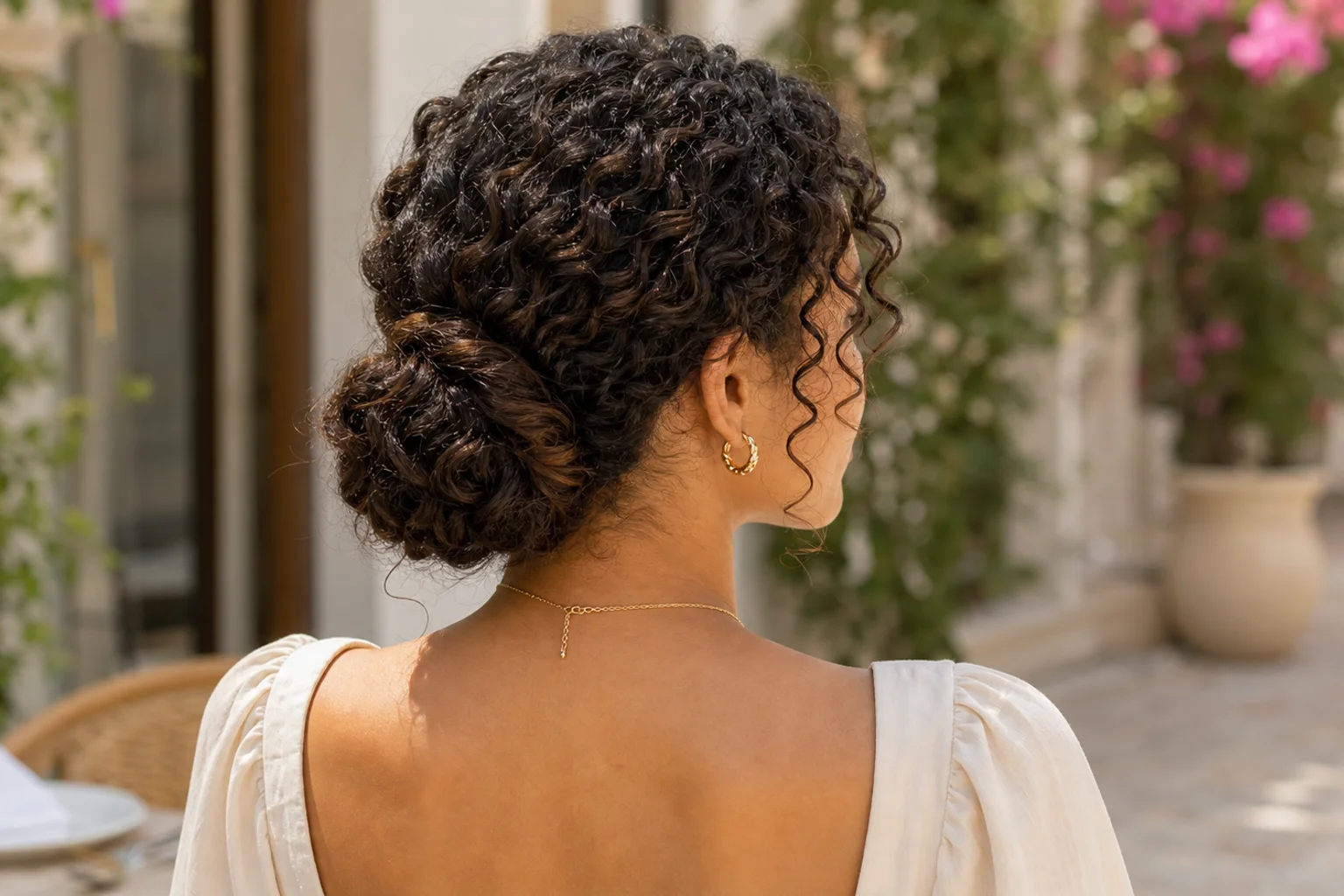 Easy Summer Hairstyles for Naturally Curly Hair 5 low twisted bun for curly hair in summer heat
