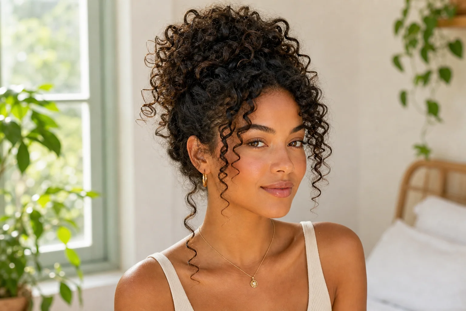 Easy Summer Hairstyles for Naturally Curly Hair 9 messy curly hair updo for summer quick style