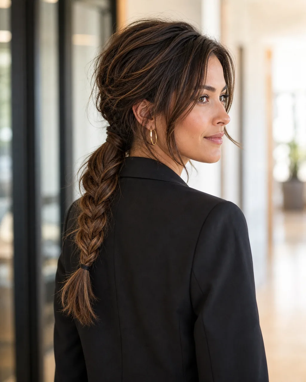 braided ponytail work hairstyle for long hair