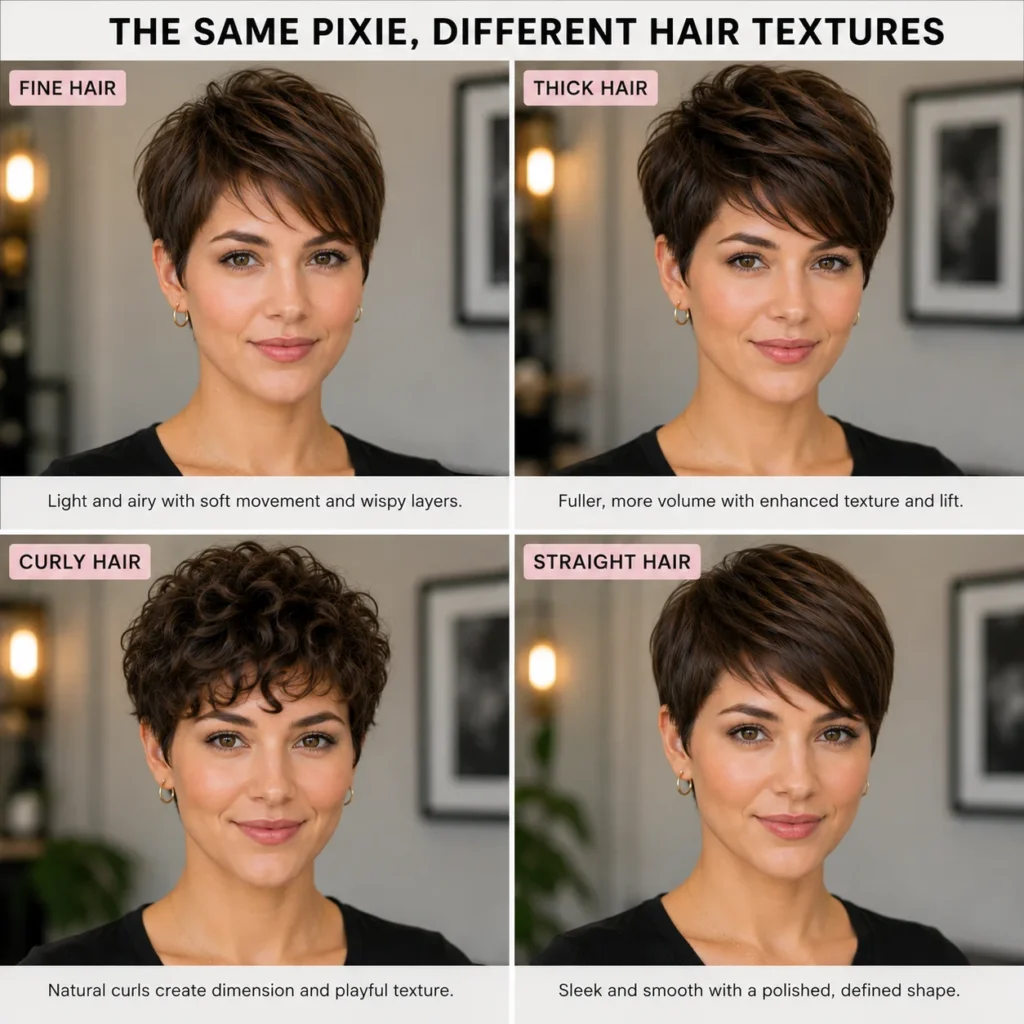 25 Flattering Pixie Cuts for Every Face Shape (2026) 10 pixie cuts by hair type fine thick curly and straight