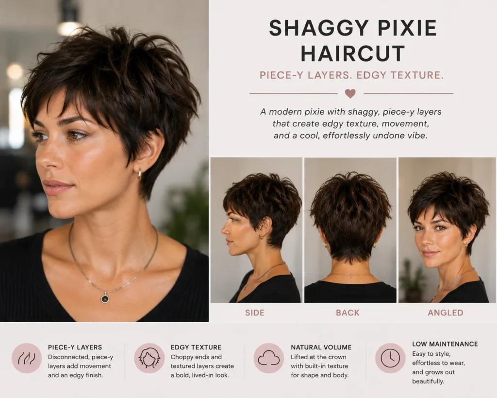 12 Short Shaggy Haircuts for Women That Are Trending Right Now 3 shaggy pixie haircut for women with piece-y layers and edgy texture