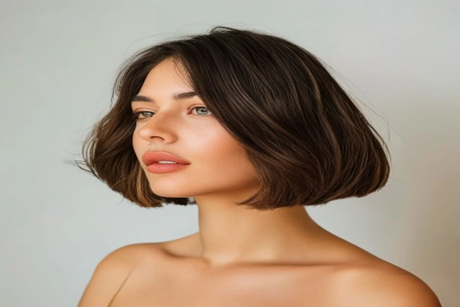 subtle asymmetrical bob haircut for women
