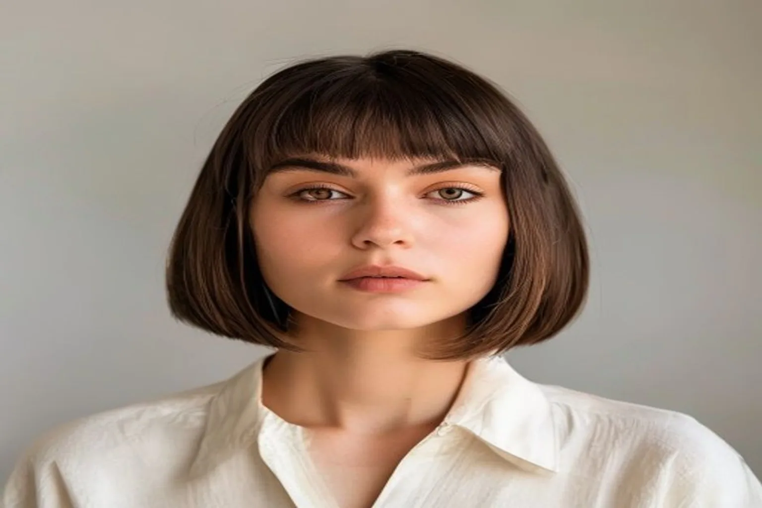 jaw length blunt bob for oval face