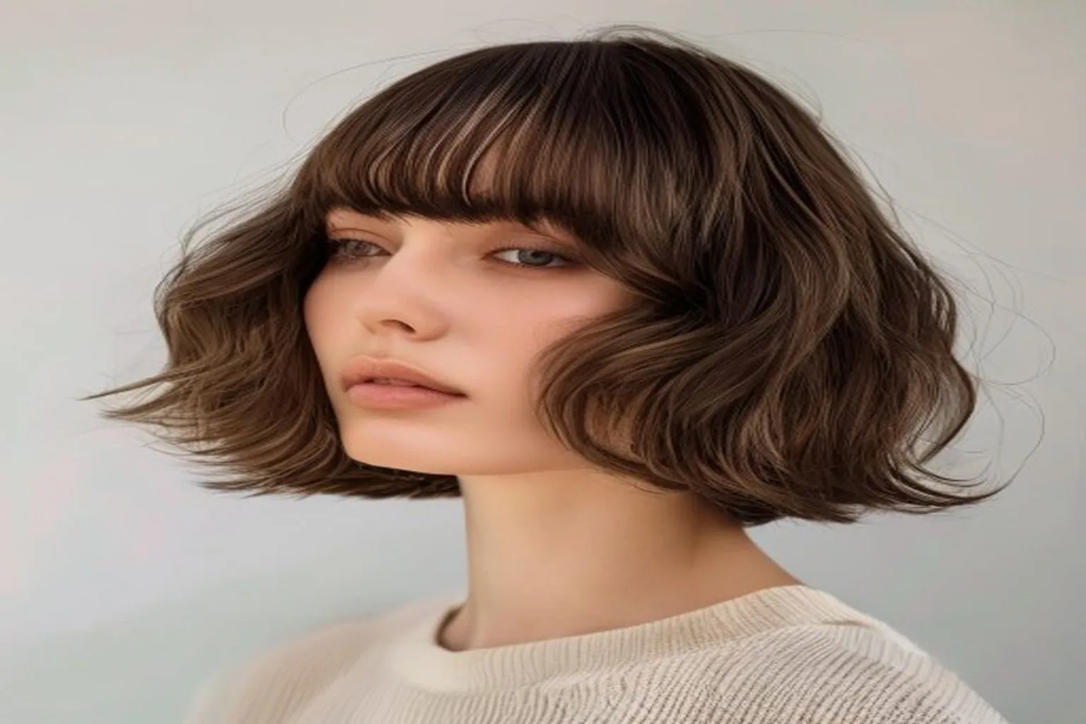 soft layered wavy bob for square face
