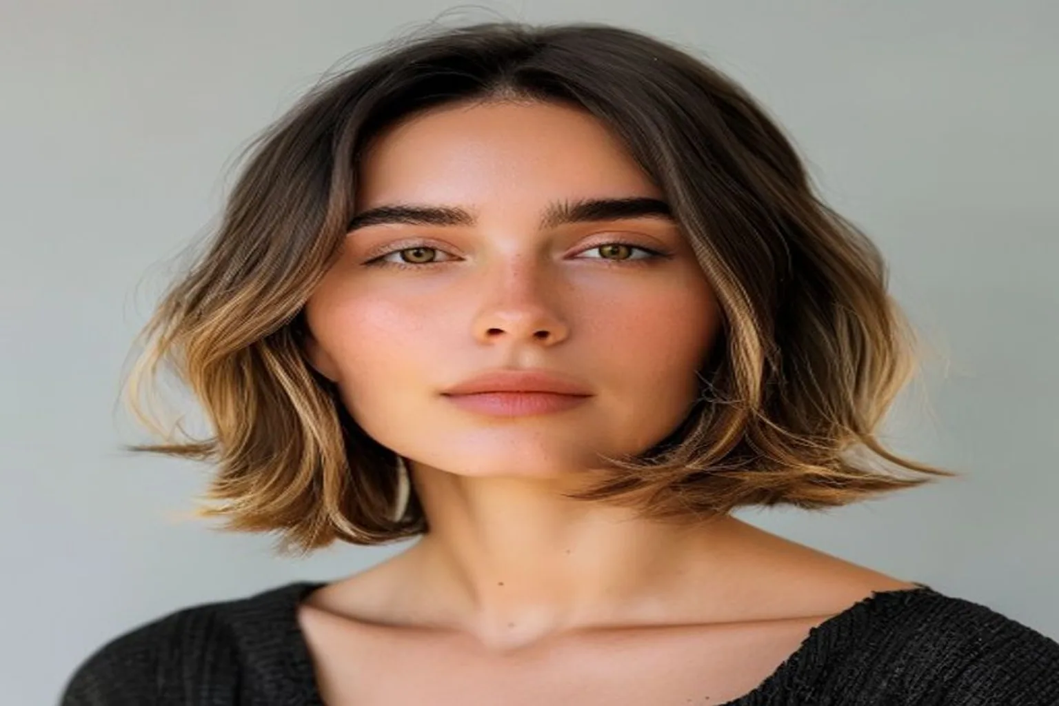 chin length wavy bob for oblong face