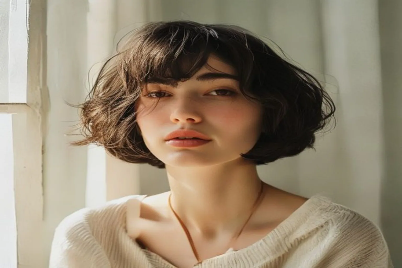 air dried messy short bob haircut