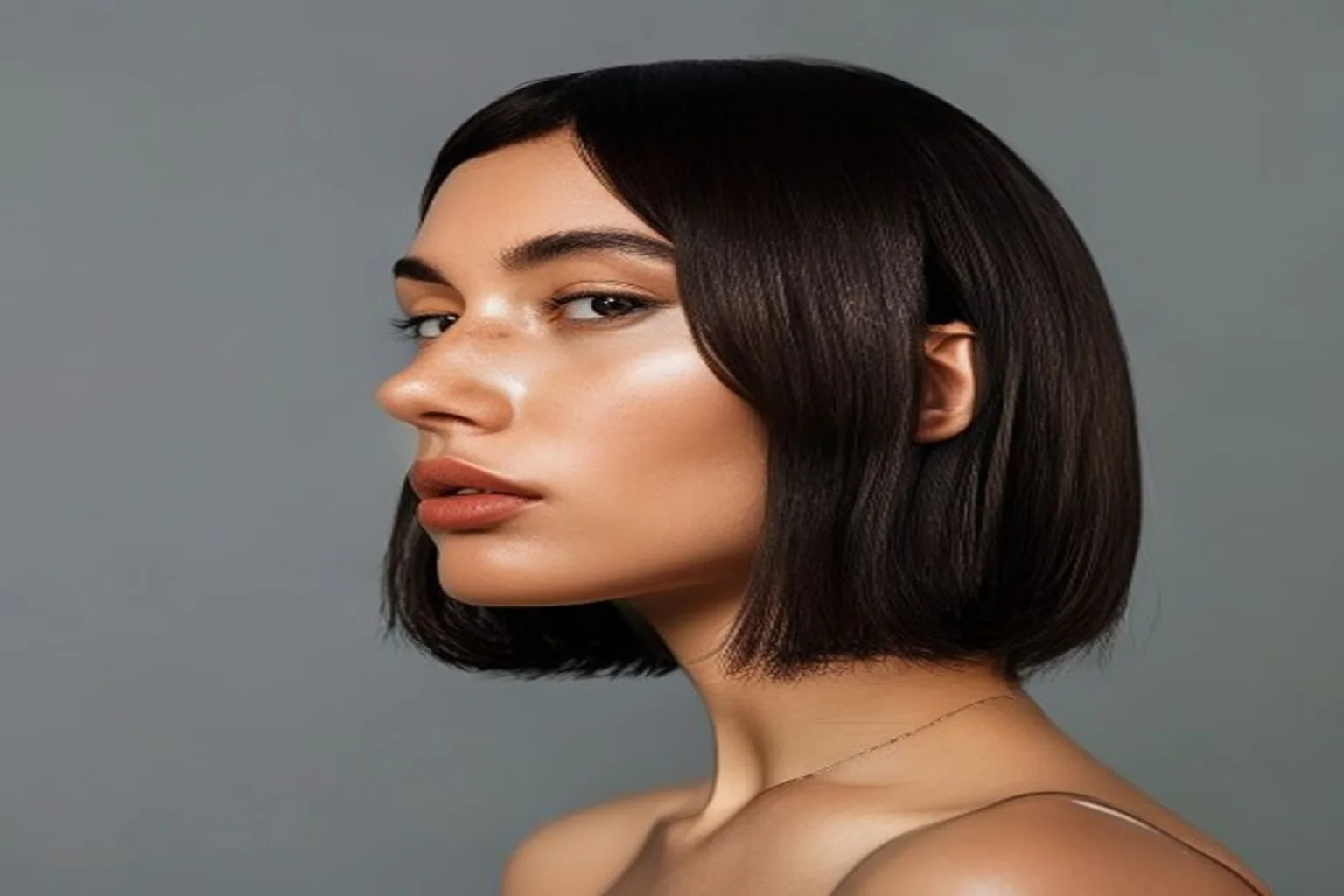 chin length blunt bob haircut with glossy finish