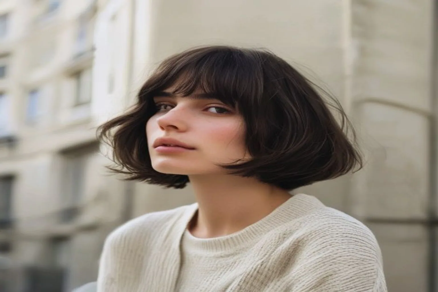 French bob haircut with soft fringe