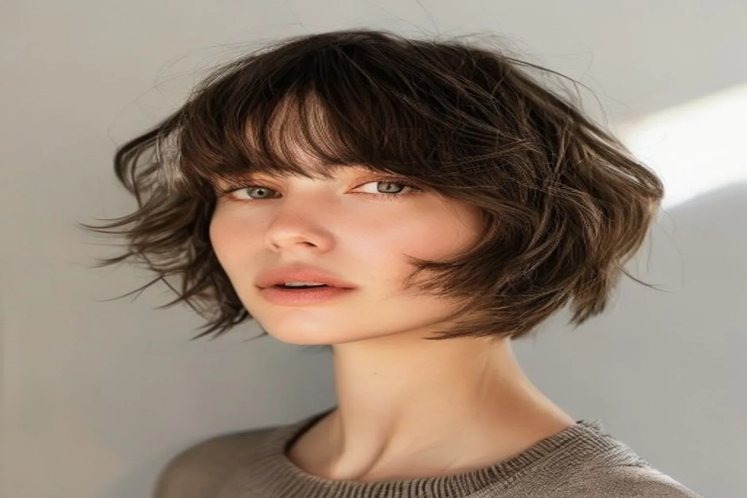 choppy textured bob haircut with piecey ends