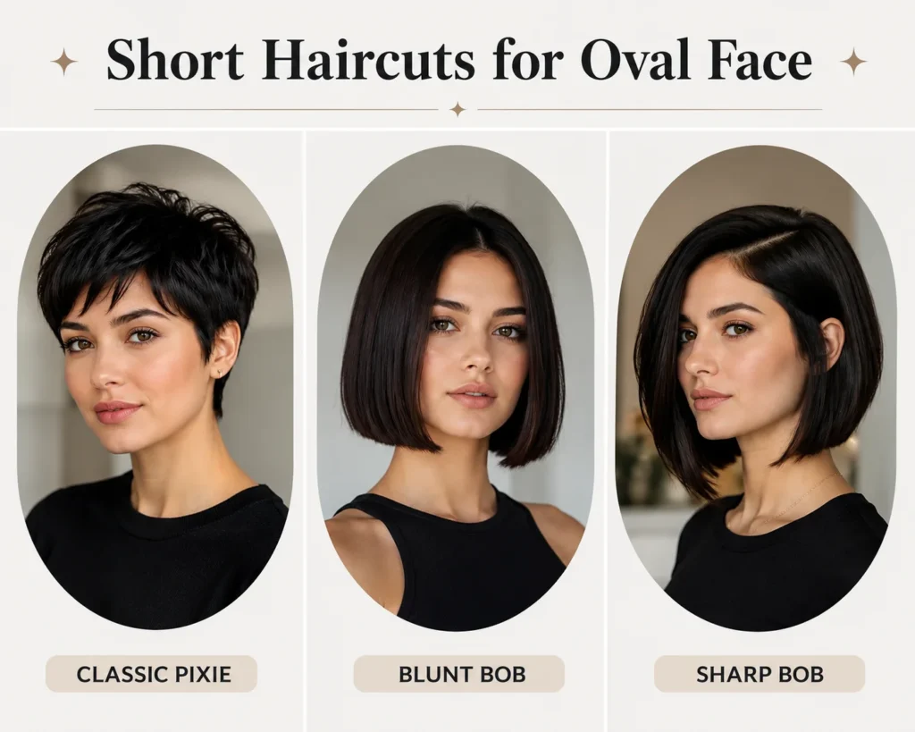 30 Short Haircuts for Women That Are Effortlessly Chic for Every Face Shape 2 short haircuts for oval faces including pixie cut and blunt bob