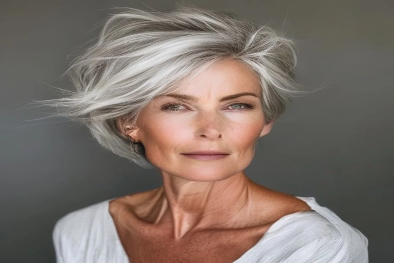 22 Short Haircuts for Women Over 50 That Look Modern 6 silver pixie cut for women over 50 with grey hair