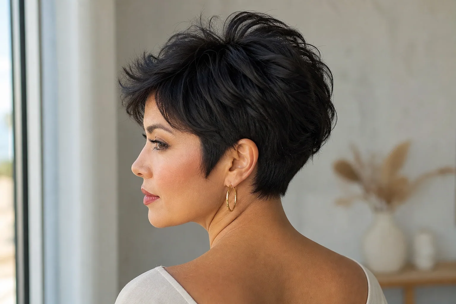 18 Short Hairstyles for Fine Hair That Add Instant Volume 5 stacked pixie cut for fine hair with volume at crown and close-cropped sides