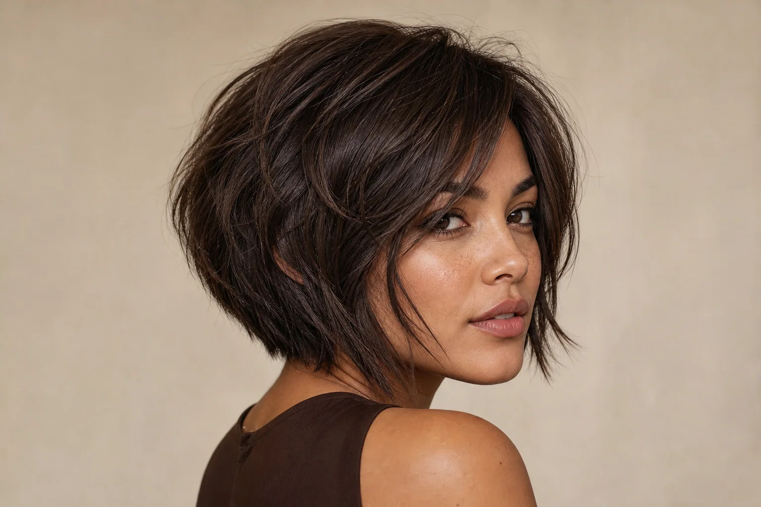 18 Short Hairstyles for Fine Hair That Add Instant Volume 8 stacked choppy bob for fine hair with full nape volume and textured ends