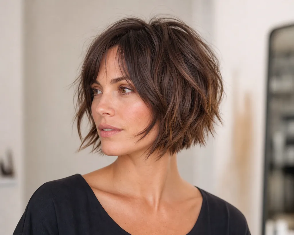12 Short Shaggy Haircuts for Women That Are Trending Right Now 4 choppy shaggy bob haircut for women with textured layers