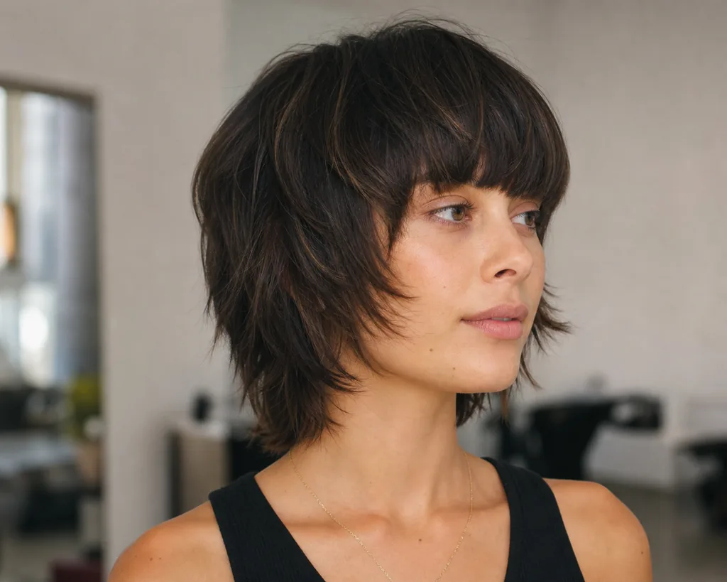 12 Short Shaggy Haircuts for Women That Are Trending Right Now 13 mushroom shag haircut for women with rounded fringe and textured layers