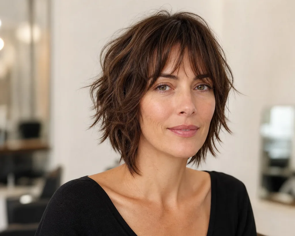 12 Short Shaggy Haircuts for Women That Are Trending Right Now 11 short shag haircut for women with airy wispy bangs and feathered layers