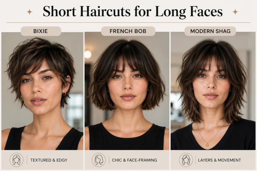 30 Short Haircuts for Women That Are Effortlessly Chic for Every Face Shape 7 trending short haircuts 2026 bixie French bob and modern shag