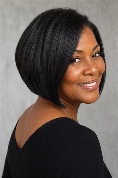 25 Flattering Short Haircuts for Women Over 50 Round Faces 6 A-line bob grazing jawline — sculpting short haircut for round-faced women over 50