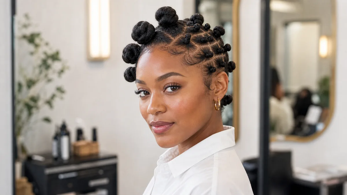 15 Protective Hairstyles for Natural Hair That Promote Growth 11 Asymmetrical Bantu knots on short natural hair