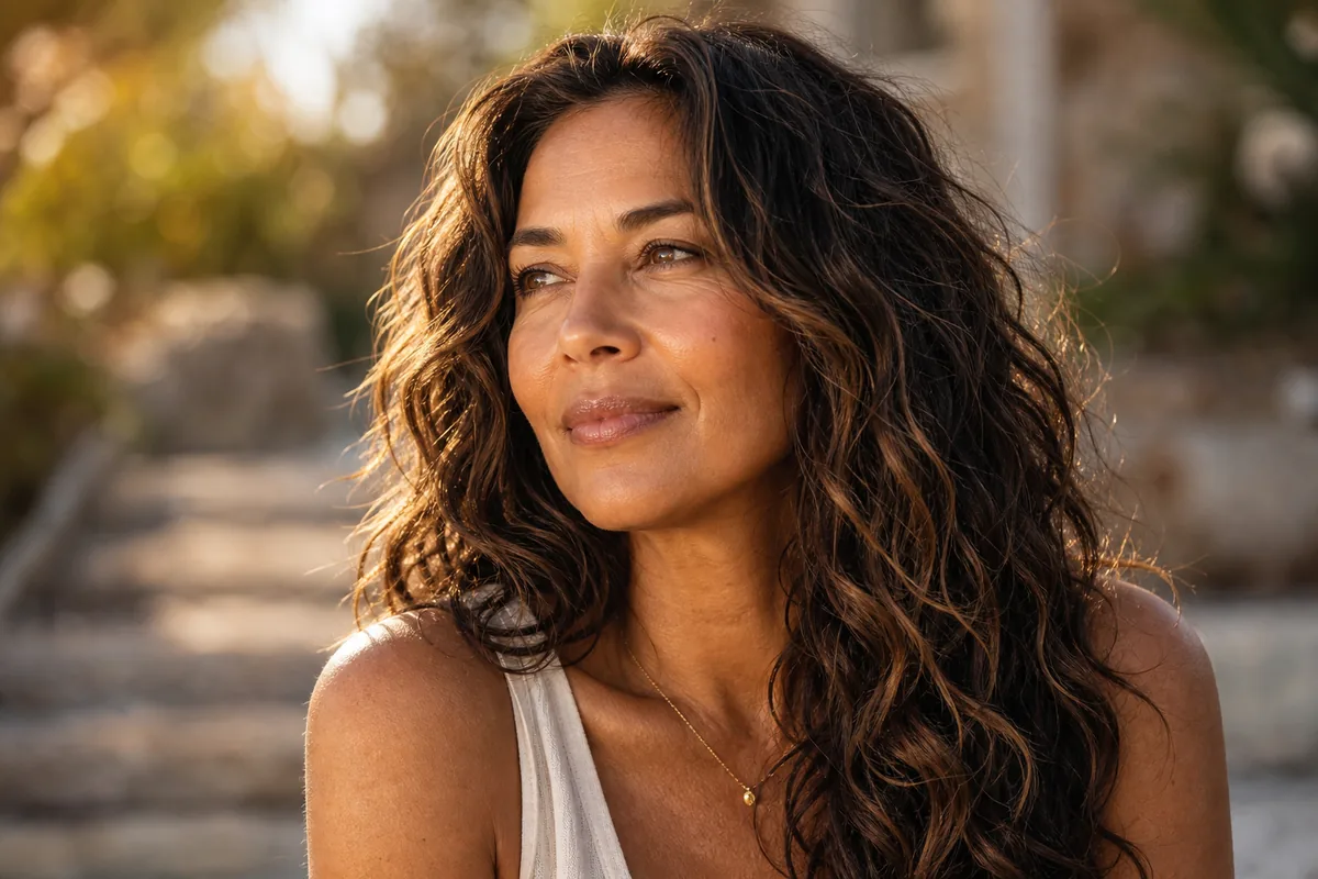 Beachy waves low-maintenance long haircut for women over 40