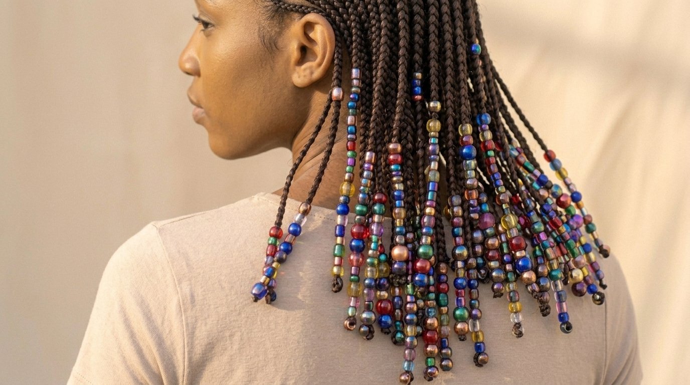 22 Cornrow Hairstyles That Are Protective and Stylish 15 Beaded cornrows with colorful beads spaced along braided rows.