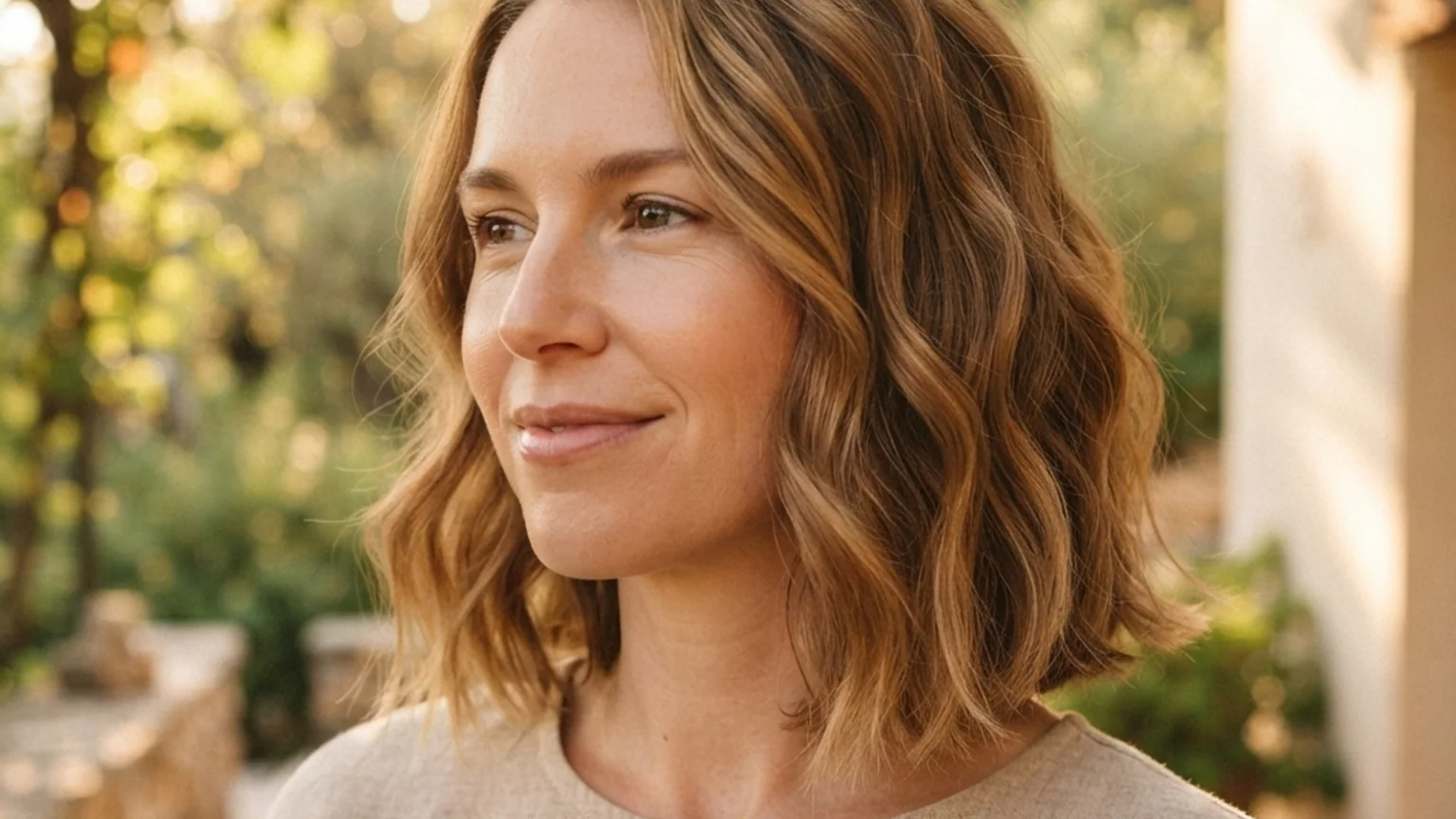 50 Best Short Curly Haircuts for Natural Curls in 2026 3 Woman with 2B waves in a textured lob showing short curly haircuts for wavy natural hair