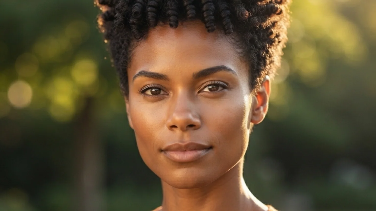 50 Best Short Curly Haircuts for Natural Curls in 2026 5 Black woman with 4C natural coils in a tapered afro showing short curly haircuts for tight coils