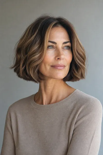 17 Short Haircuts for Women Over 50 With Wavy Hair That Look Effortless 9 blunt one-length wavy bob for thick hair, mature women