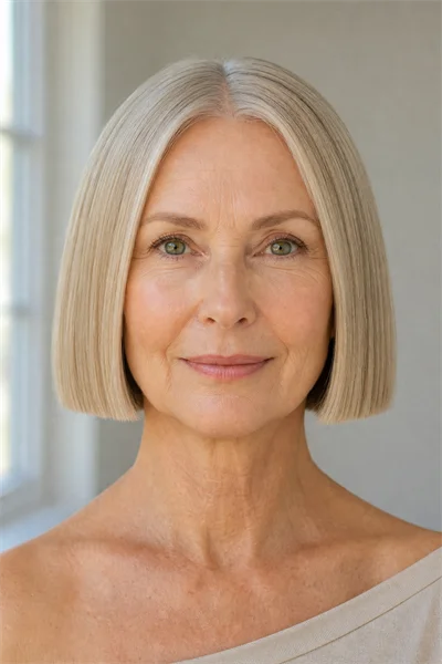 blunt micro bob for fine straight hair — jaw-length solid line without internal layers
