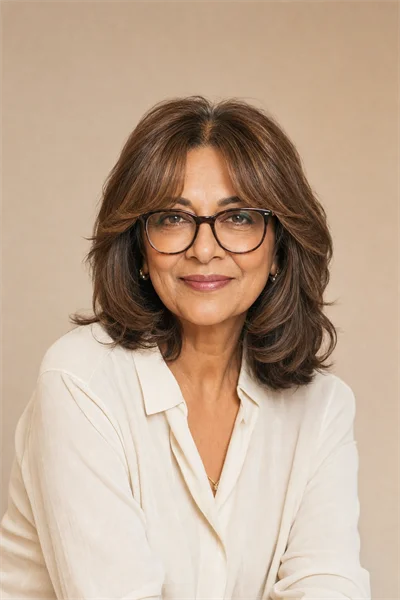 25 Flattering Short Layered Haircuts for Women Over 50 15 layered bob with curtain bangs for glasses wearers over 50