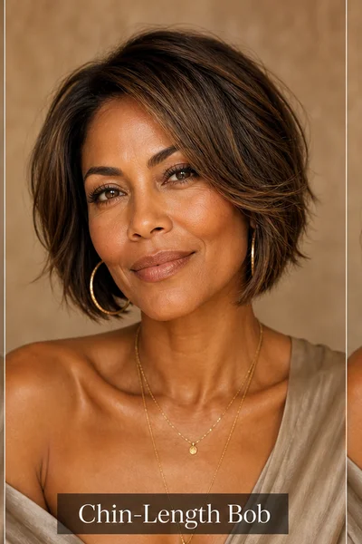 Bob vs pixie vs lob comparison for women over 50 — shows three short cuts on same model for styling and maintenance comparison