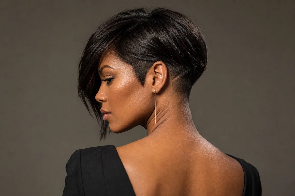 35 Edgy Short Haircuts for Women Ready for a Bold Change 22 Bob with shaved undercut section — short layered hairstyle with hidden contrast detail