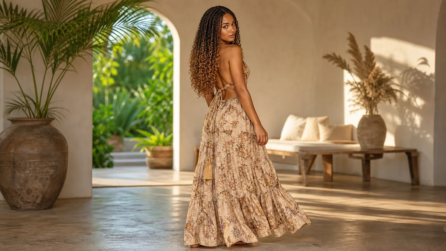 20 Knotless Braids Styles Taking Over 2026 5 Woman wearing bohemian knotless braids with soft curly ends framing the face, showing the braid-to-curl transition.