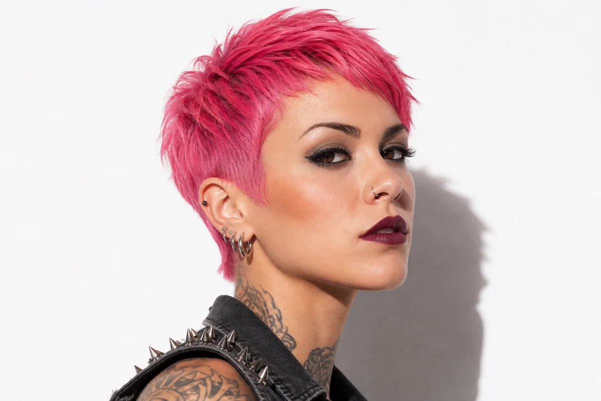 35 Edgy Short Haircuts for Women Ready for a Bold Change 36 Bold color punk pixie with vivid pink — statement short pixie hairstyle with vivid color
