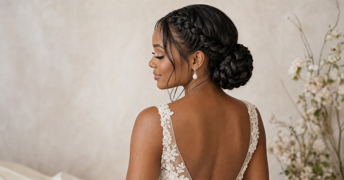 Braided chignon — structured yet soft boho updo for medium to long hair