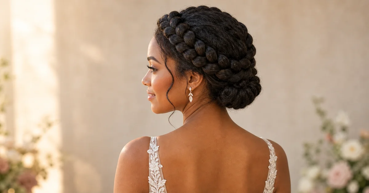 braided crown wedding updo