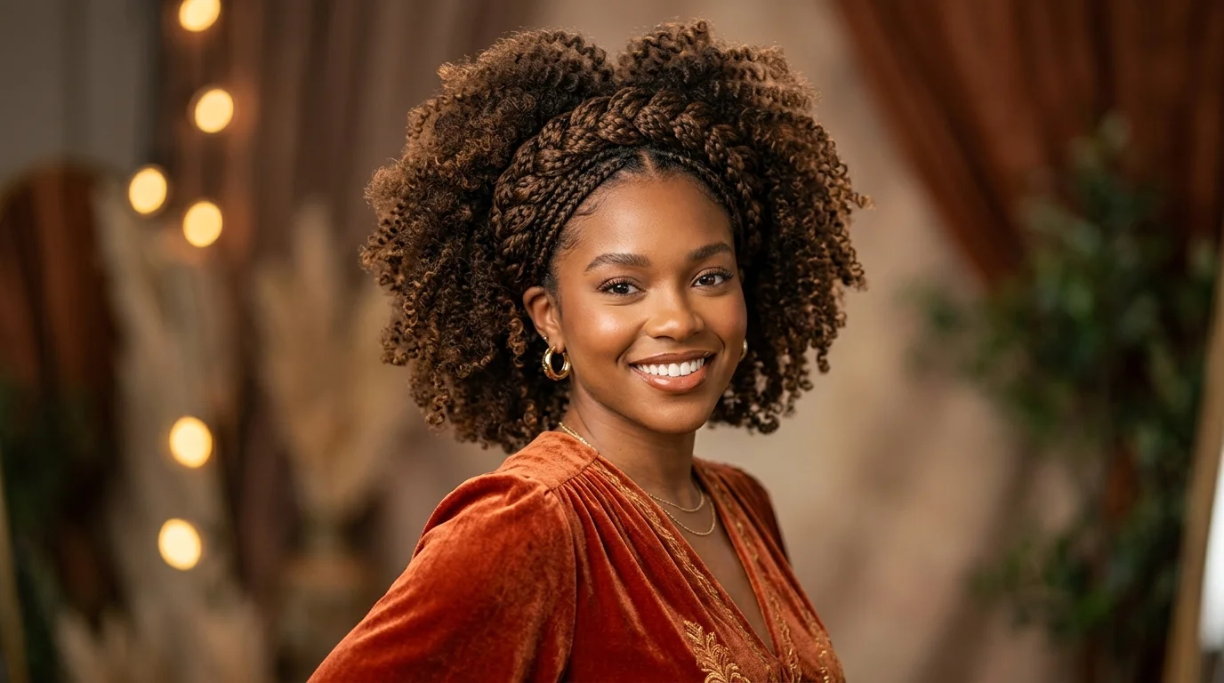 Braided Updo Hairstyles for Prom and Formal Events: 11 Styles That Last All Night 13 Braided updo hairstyle for curly hair at prom with full volume