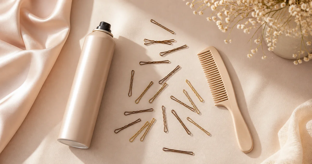Touch-up kit for maintaining a halter or off-shoulder bridesmaid hairstyle all day.