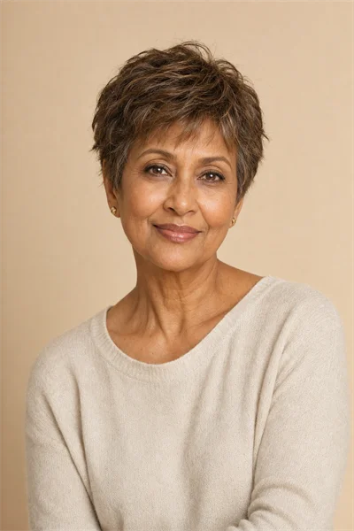 25 Flattering Short Layered Haircuts for Women Over 50 23 choppy layered crop for low-maintenance styling on mature woman over 50